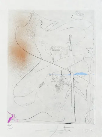 版画 Dali - Femme à le béquille