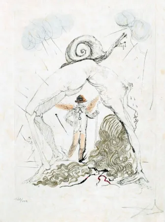 蚀刻版画 Dali - Femme à l'escargot