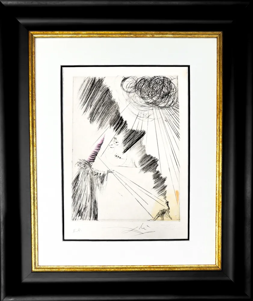 版画 Dali - Femme au clown (Woman with Clown)