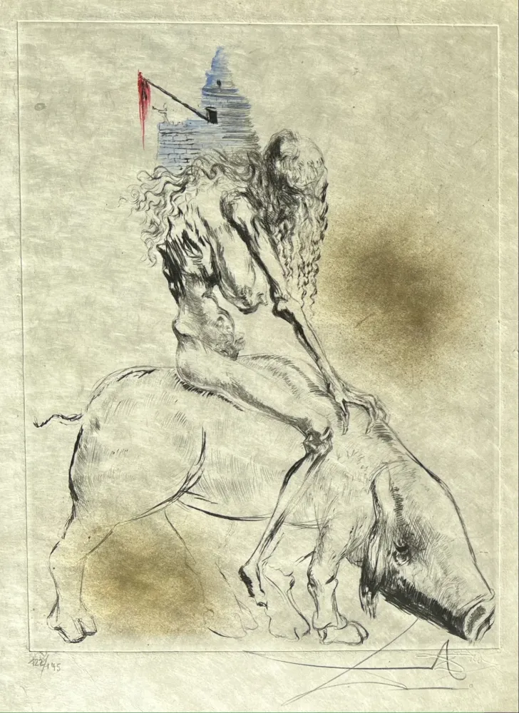 复数作品 Dali - Femme au cochon ( Woman with Pig )