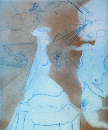 版画 Dali - Femme au Coussin