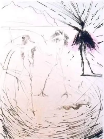 版画 Dali - Femme Poules