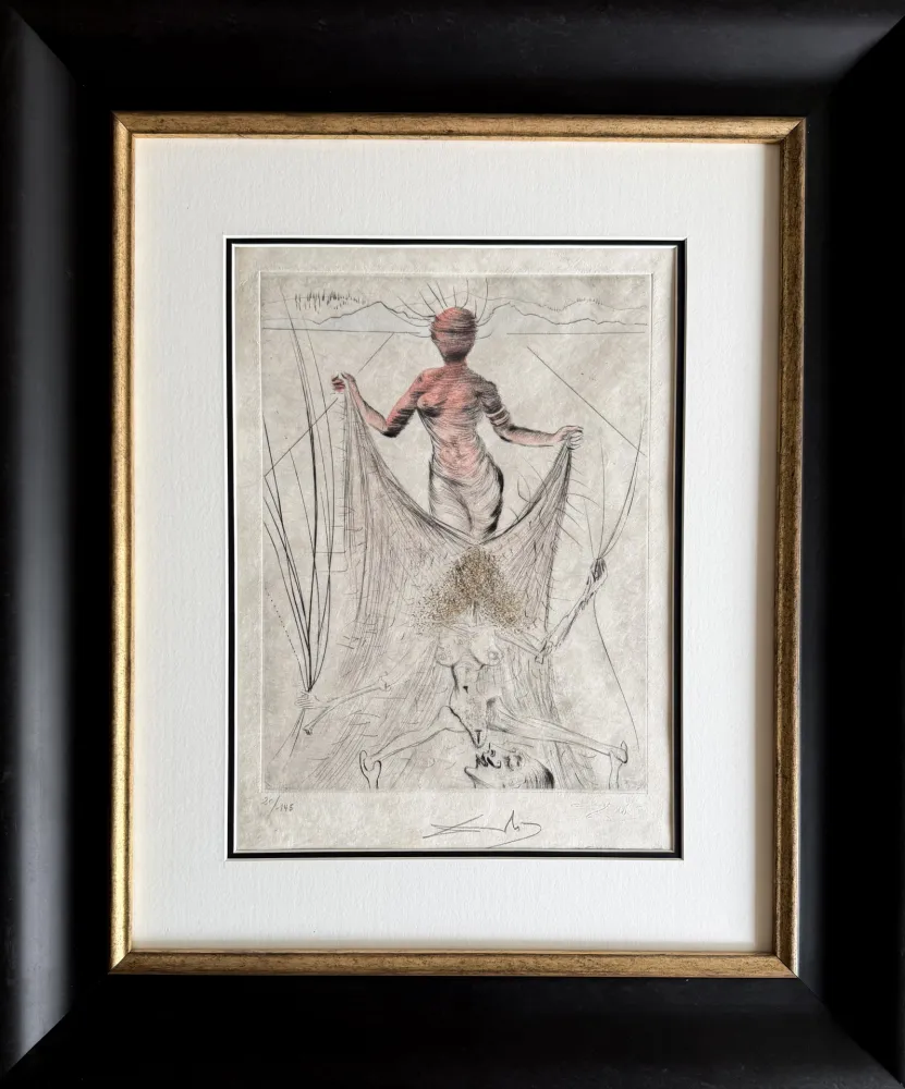 版画 Dali - Femme tenant le voile