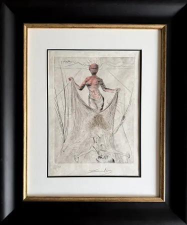 版画 Dali - Femme tenant le voile