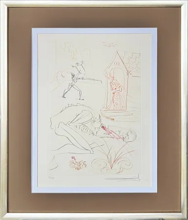 干刻版画 Dali - Fight Before la Dame de Malehout