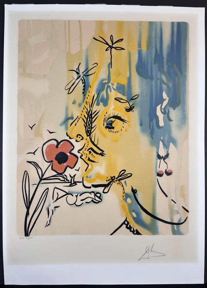 石版画 Dali - Fleurs Surrealiste Vanishing Face
