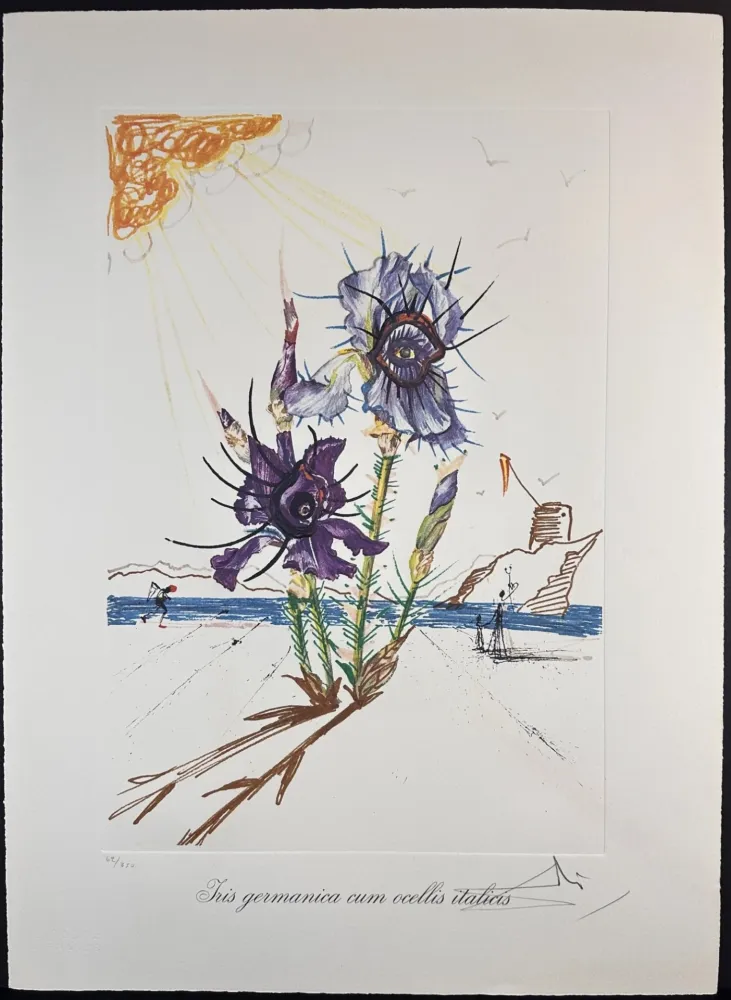 石版画 Dali - Florals Iris of Dali's Youth