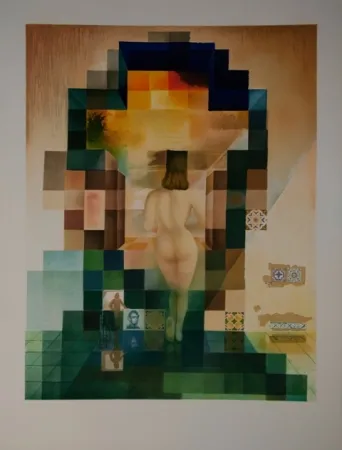 石版画 Dali - Gala regardant la mer Meditèrranèe qui, à vingt mètres, se transforme en portrait d'Abraham Lìncoln