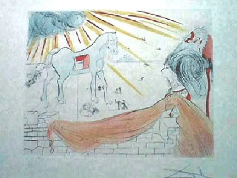 版画 Dali - Helen and the Trojan Horse