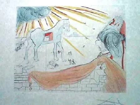 版画 Dali - Helen and the Trojan Horse