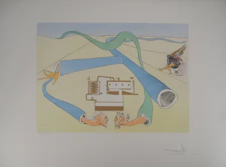 版画 Dali - Hommage à Léonard de Vinci : le cracking du pétrole