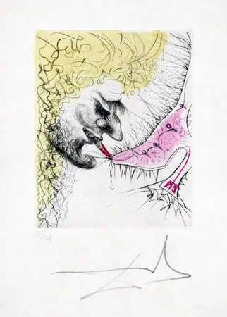版画 Dali - Homme Baissant la Chaussure (Man Kissing Shoe)