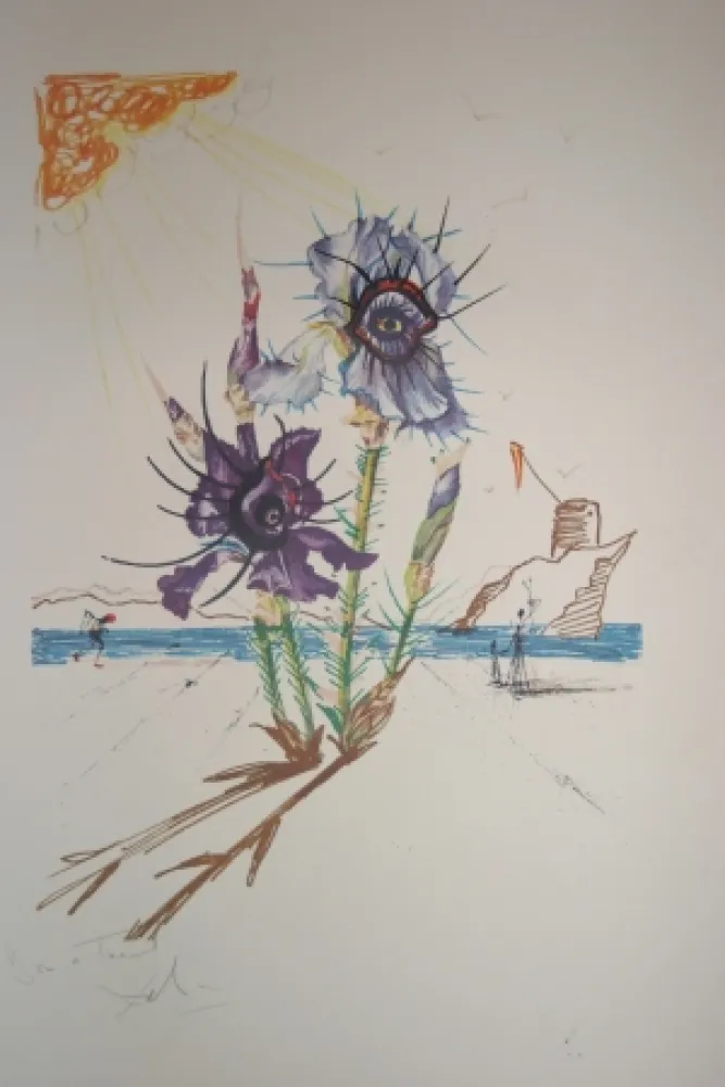 石版画 Dali - Iris of Dalí's Youth (surrealistic flowers)