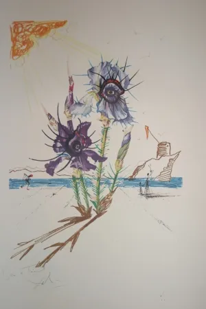 石版画 Dali - Iris of Dalí's Youth (surrealistic flowers)