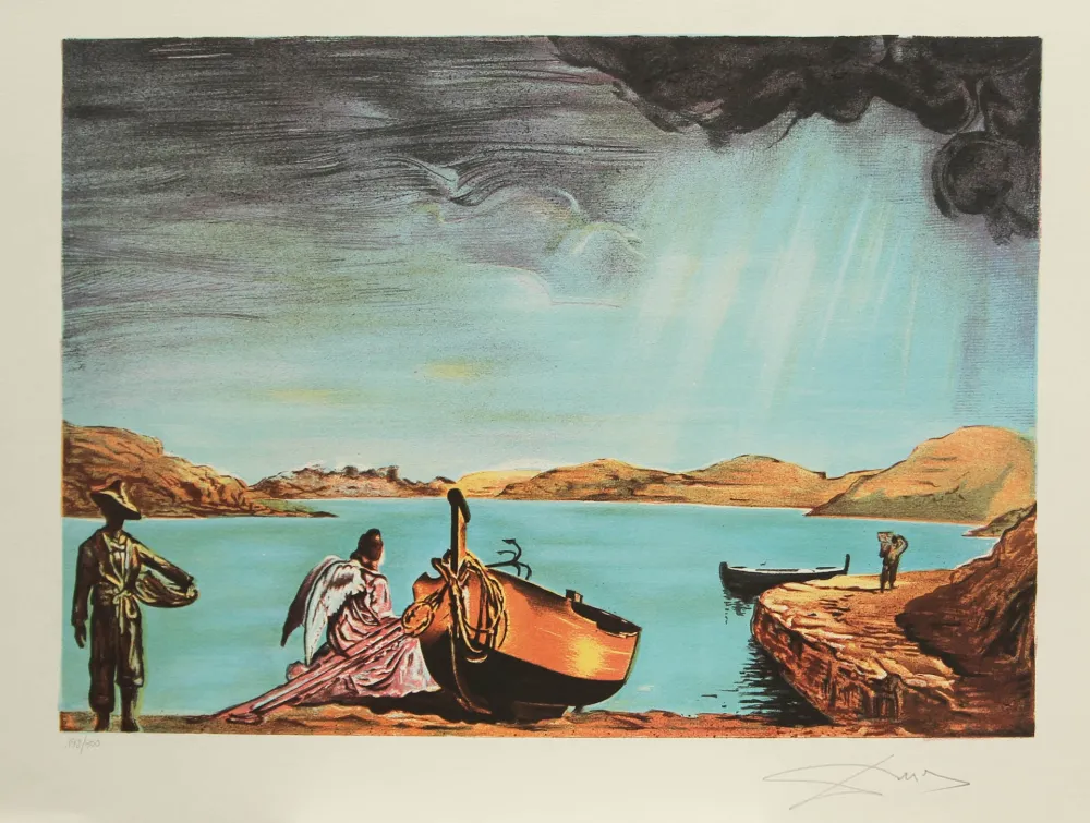 石版画 Dali - LA BARCA DI SOLA