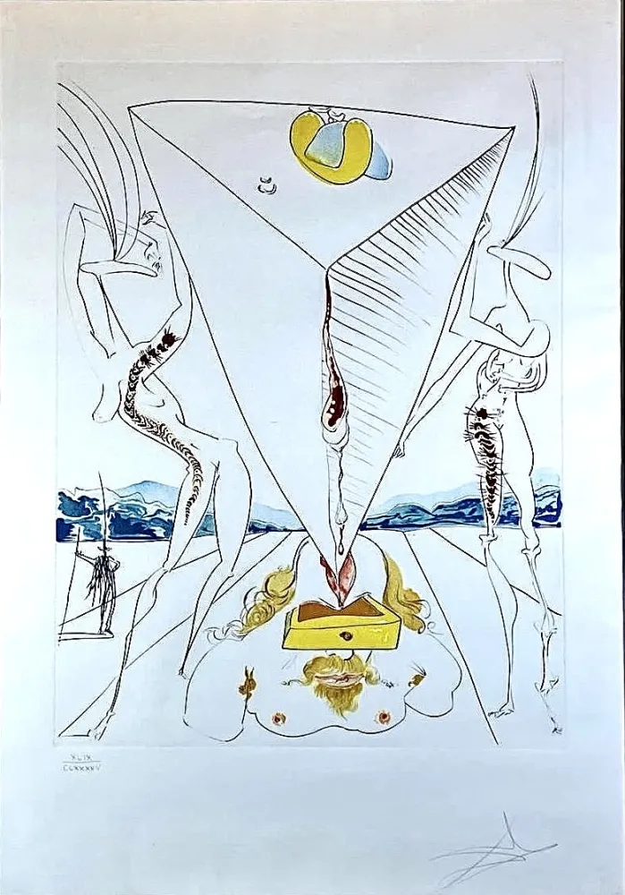 干刻版画 Dali - La Conquête du cosmos, Philosophe écrasé par le cosmos