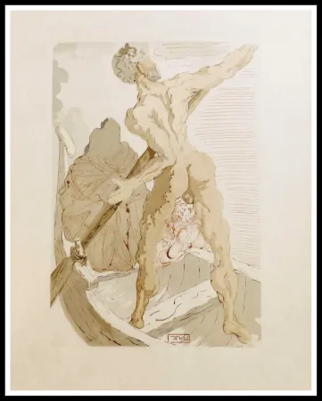 木刻 Dali - LA DIVINE COMEDIE - Charon et le passage de l'Achéron