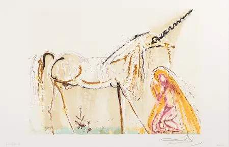 石版画 Dali - La Licorne (Unicorn)