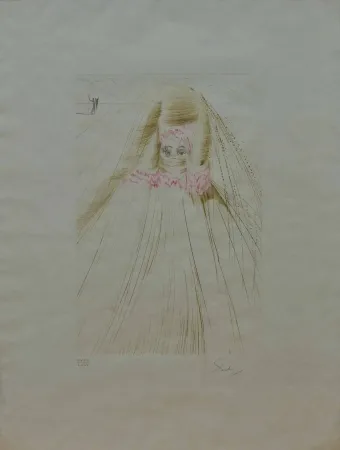 蚀刻版画 Dali - La regina con la tunica di seta