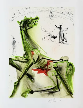 石版画 Dali - La victime de la Fête, Victim of the bullfight