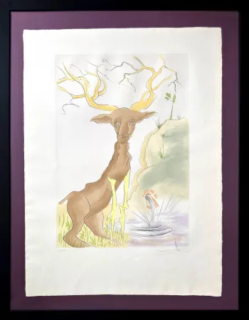 蚀刻版画 Dali - Le Cerf se voyant dans l'eau (The Stag Reflected in the Water)