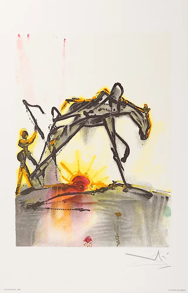 石版画 Dali - Le Cheval de Labeur (The Horse of Labor)