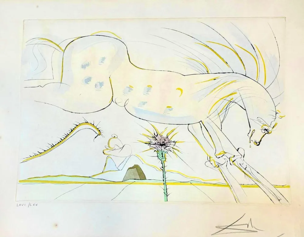 版画 Dali - Le Cheval et le Loup (Le Bestiaire de La Fontaine)  
