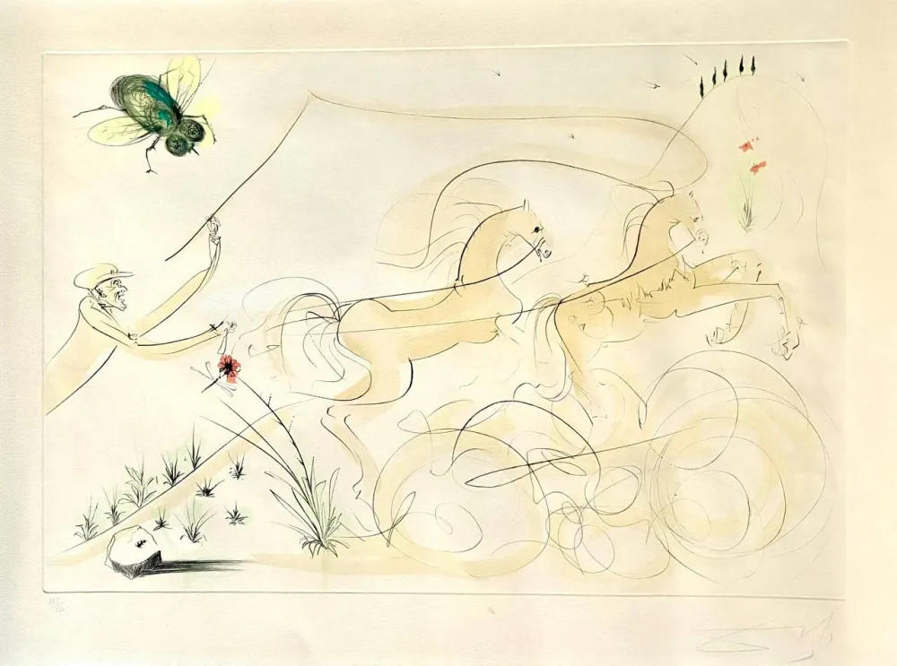 版画 Dali - Le Coche et la Mouche (Le Bestiaire de La Fontaine)  