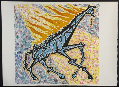 石版画 Dali - Le Jungle Humaine Le Girafe en Feu
