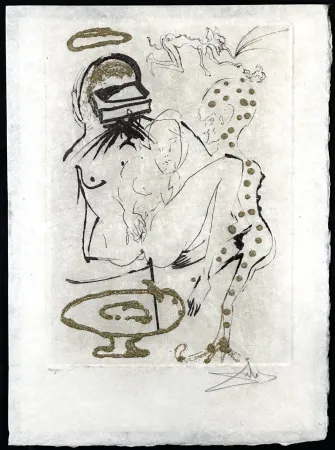 版画 Dali - Les Amours Jaunes Duel with Camelias