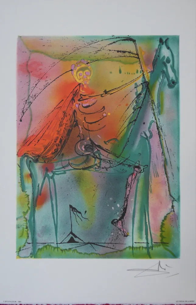 石版画 Dali - Les Chevaux, le Cheval de la Mort