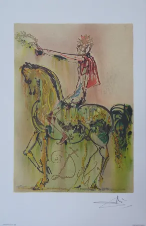 石版画 Dali - Les Chevaux, Le Chevalier Romain