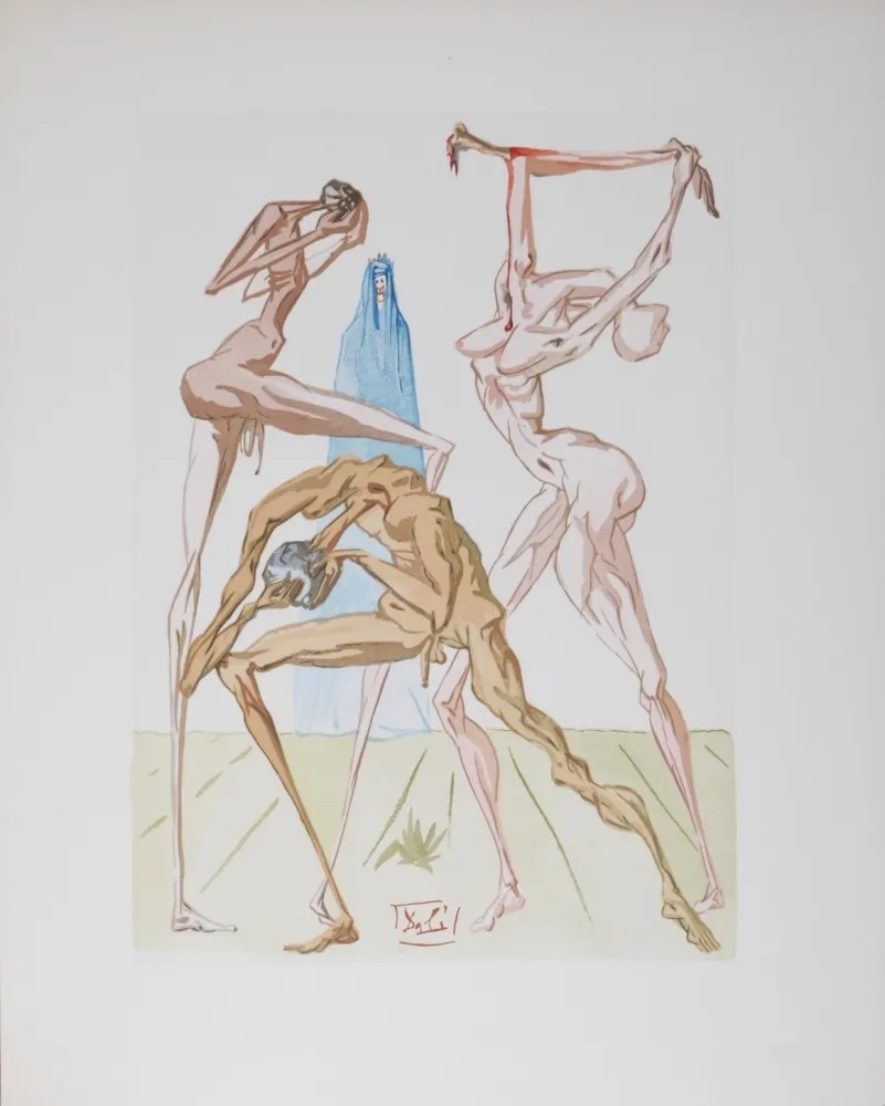 石版画 Dali - Les habitants de Prato