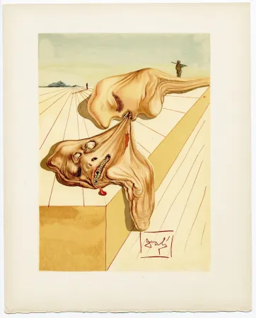 木刻 Dali - Les hommes qui s'entre-dévorent. La Divine Comédie (L' Enfer, Chant 30)