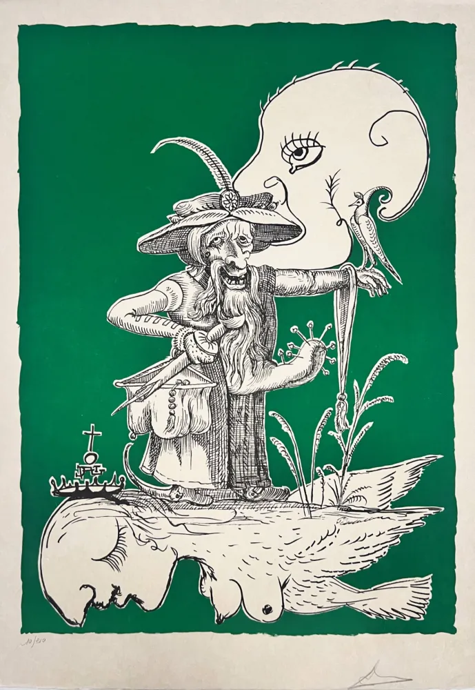 石版画 Dali - Les Songes Drôlatiques de Pantagruel, Planche I