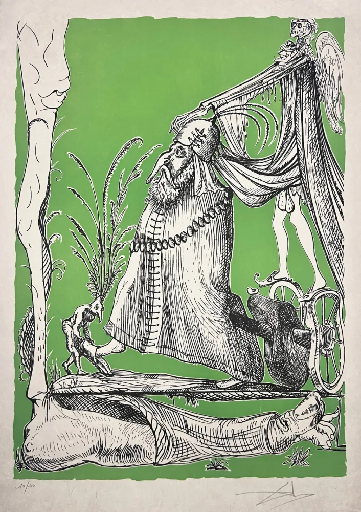 石版画 Dali - Les Songes Drôlatiques de Pantagruel, Planche XI