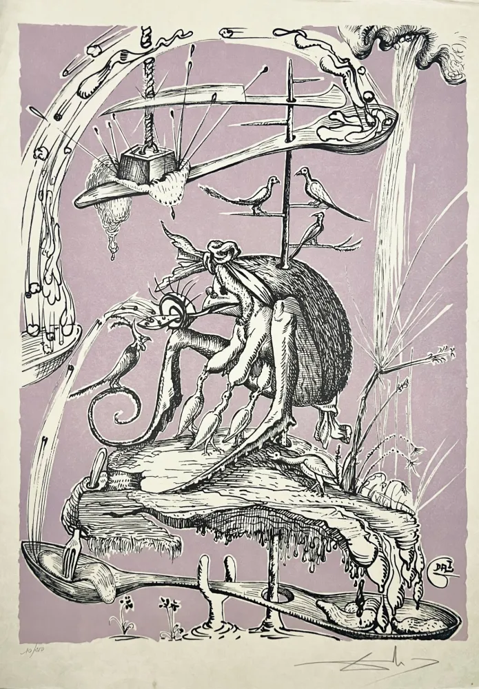 石版画 Dali - Les Songes Drôlatiques de Pantagruel, Planche XIII