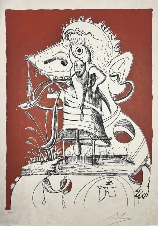 石版画 Dali - Les Songes Drôlatiques de Pantagruel, Planche XIV