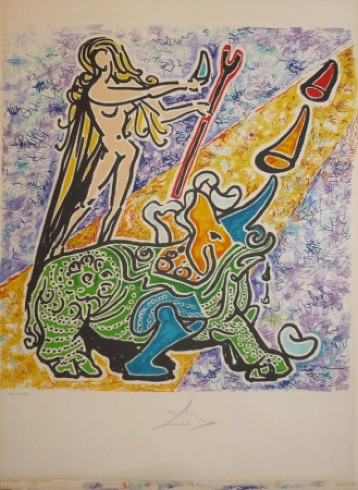 石版画 Dali - Les vitraux - rhinoceros