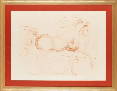 蚀刻版画 Dali - L'Etalon Blanc (Hommage au cheval)