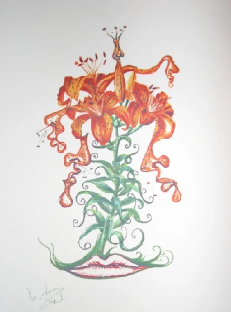 石版画 Dali - Lilium aurancacium (surrealistic flowers)