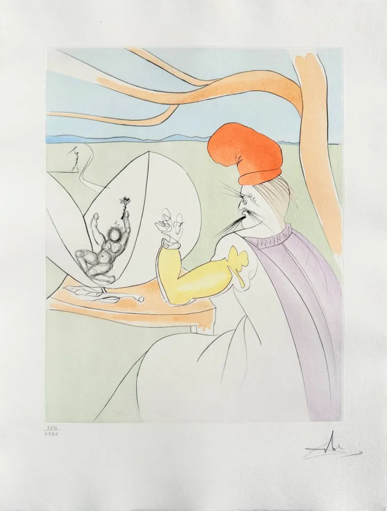 干刻版画 Dali - Momotaro (Peach boy)