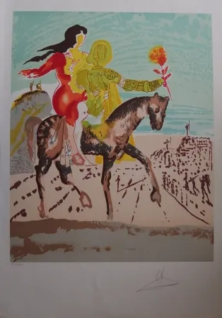 石版画 Dali - New Jerusalem - Femme à cheval