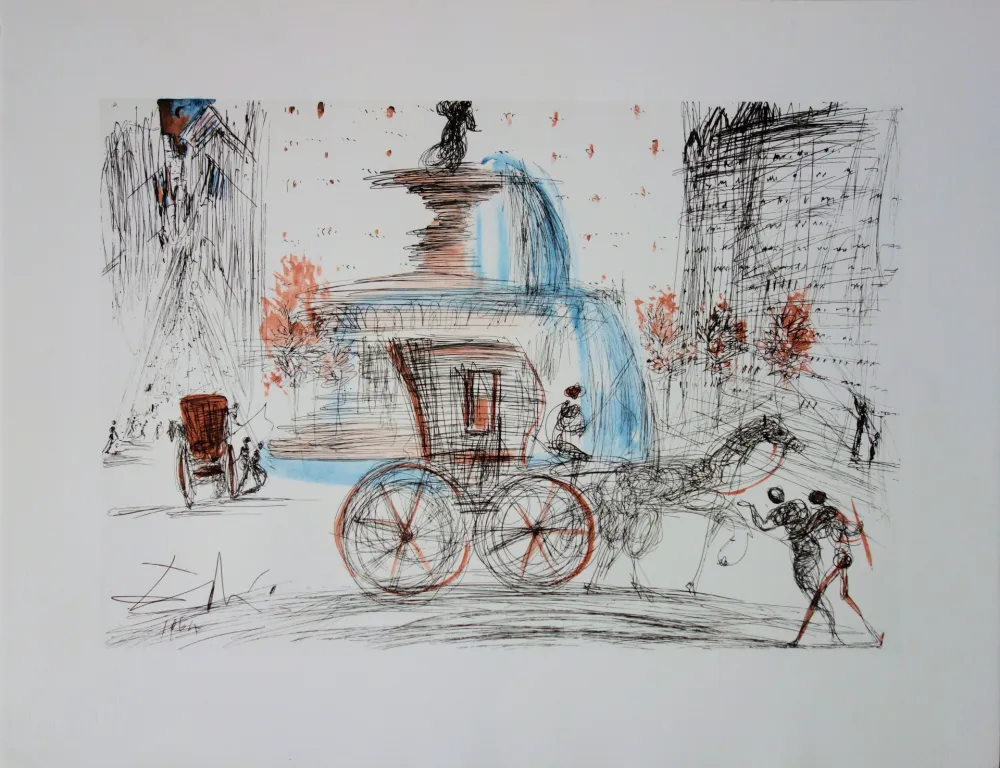 石版画 Dali - New-York City : Plaza