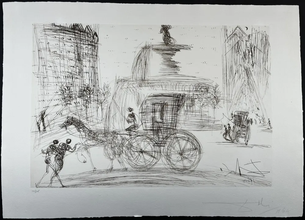 版画 Dali - New York City Plaza Fountain