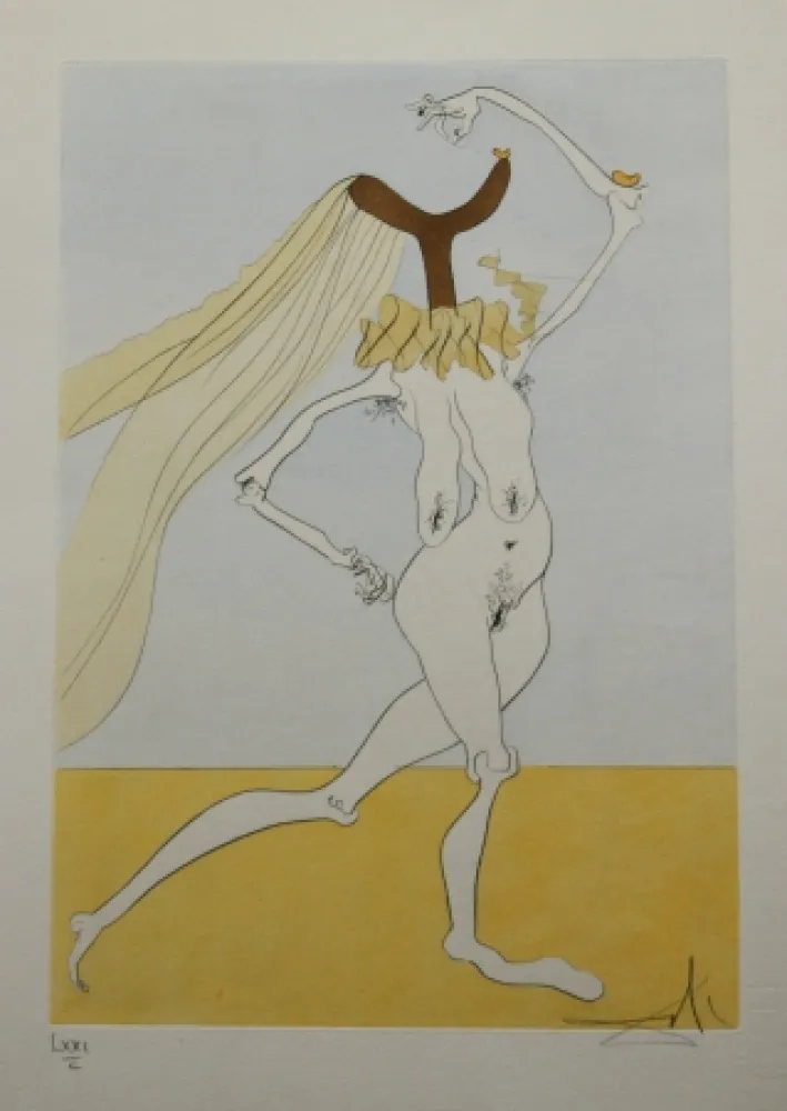 蚀刻版画 Dali - Nu aux Voilettes / Nude with Veils