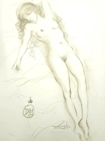 石版画 Dali - Nude with Raised Arms