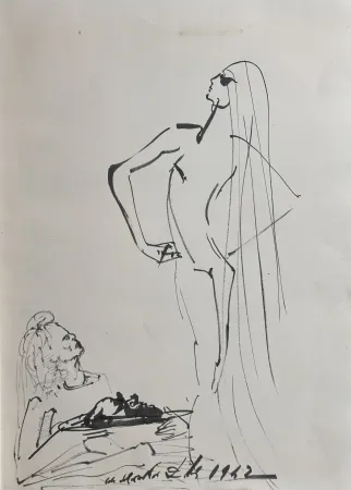 插图书 Dali - Original Drawing Salom, Herod, & The Head of John The Baptist in The Secret Life of Salvador Dali book
