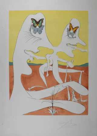 干刻版画 Dali - Papillons de l'anti-matière