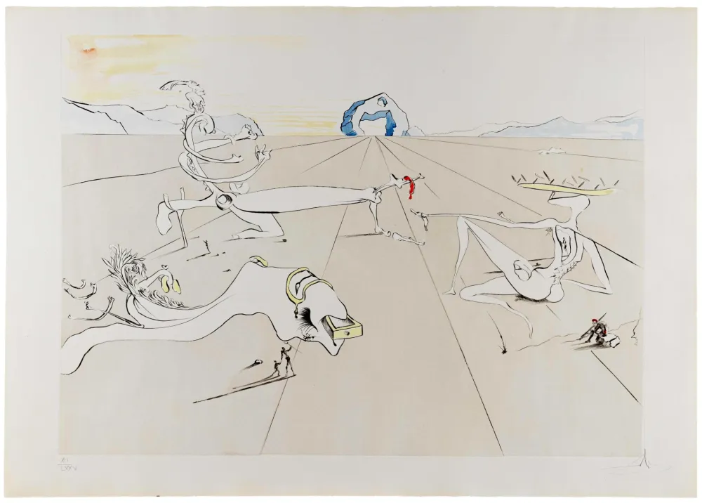 版画 Dali - Paysage Surréaliste